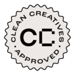 Clean Creatives Badge in Schwarz und Weiß. Verlinkt nach cleancreatives.org